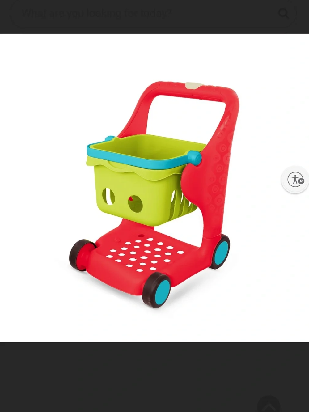 Kids Red and Lime Play Shopping Cart - Toy Push Cart